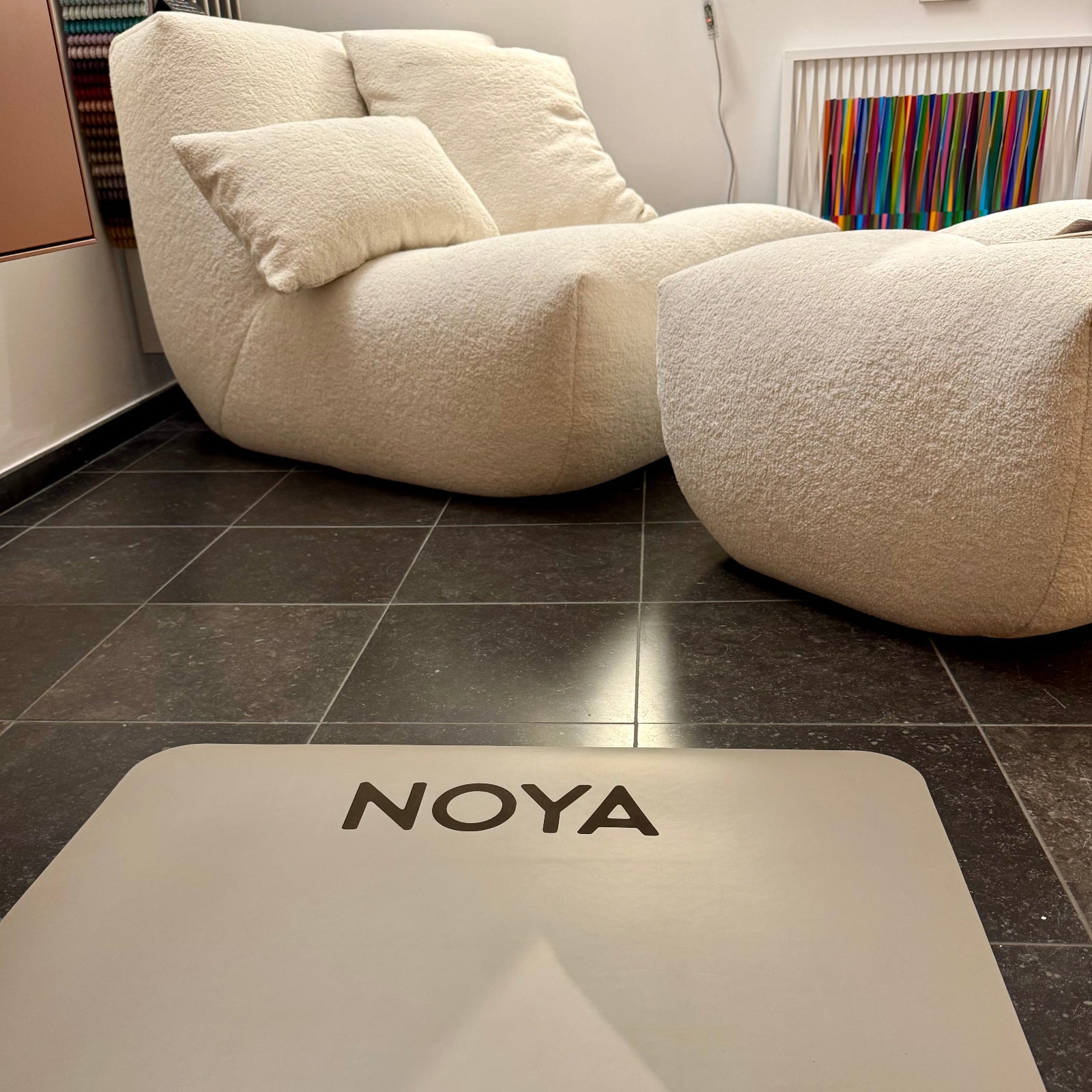 NOYA Elevated Mat - minimalist PU yoga and Pilates mat for modern interiors and mindful movement.
